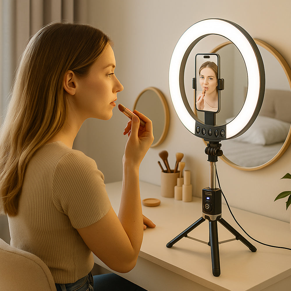 Ring Light mit Fernbedienung & Stativ – 3 Farbtemperaturen – P220-Q | Karnz