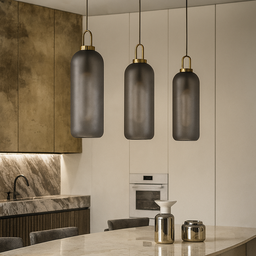 Rauchglas Pendelleuchte – Industrie-Deckenlampe für Küche, Esszimmer & Wohnzimmer | Karnz