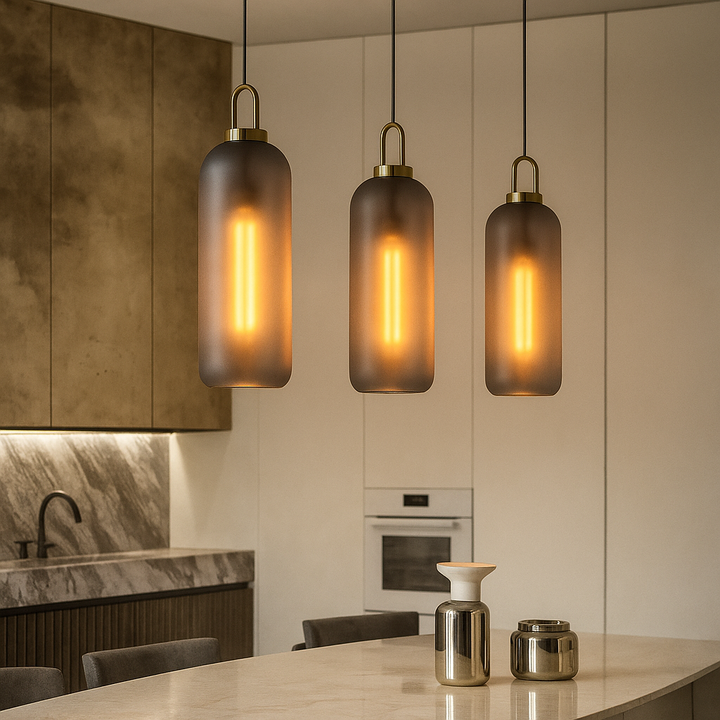Rauchglas Pendelleuchte – Industrie-Deckenlampe für Küche, Esszimmer & Wohnzimmer | Karnz