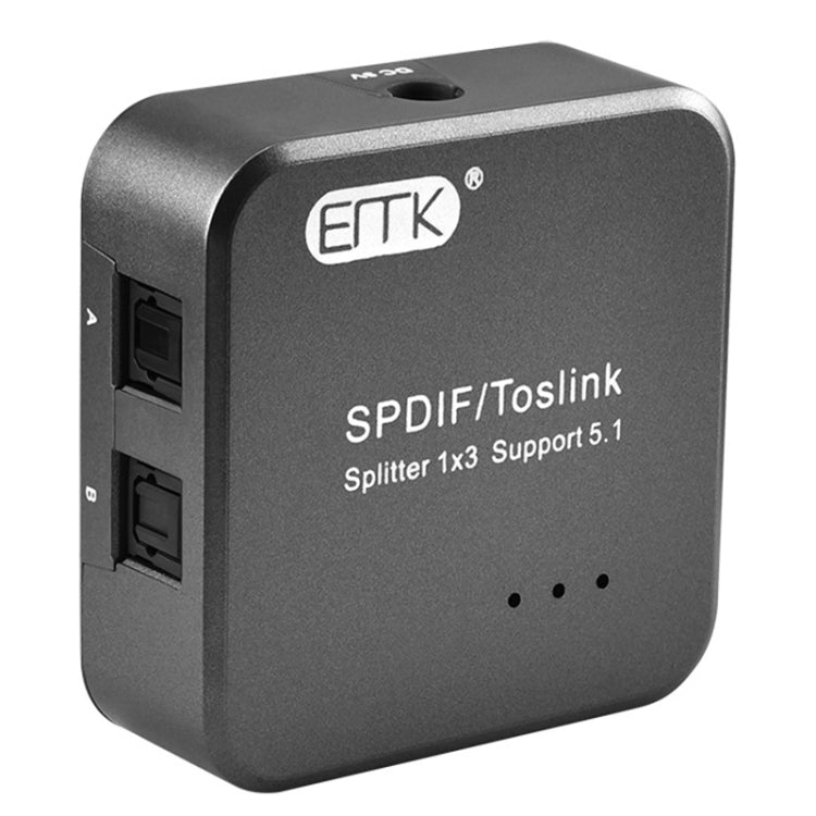 Karnz | EMK 1 Eingang 3 Ausgang Digitaler Optischer Audio SPDIF Toslink Splitter Adapter (Silber Grau)