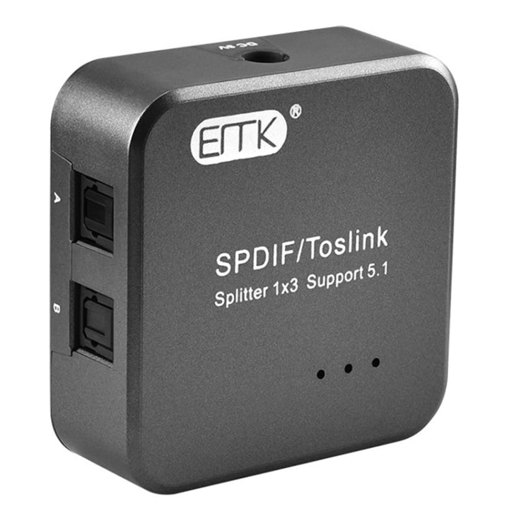 Karnz | EMK 1 Eingang 3 Ausgang Digitaler Optischer Audio SPDIF Toslink Splitter Adapter (Silber Grau)