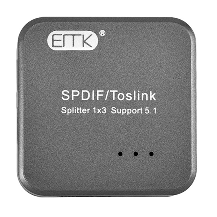 Karnz | EMK 1 Eingang 3 Ausgang Digitaler Optischer Audio SPDIF Toslink Splitter Adapter (Silber Grau)