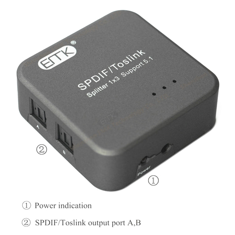 Karnz | EMK 1 Eingang 3 Ausgang Digitaler Optischer Audio SPDIF Toslink Splitter Adapter (Silber Grau)
