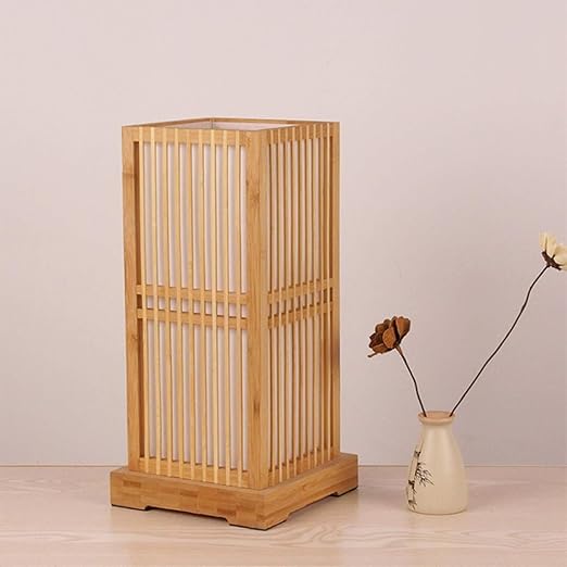 Tatami Japanische Nachttischlampe mit Holz-Bambusschirm | Karnz