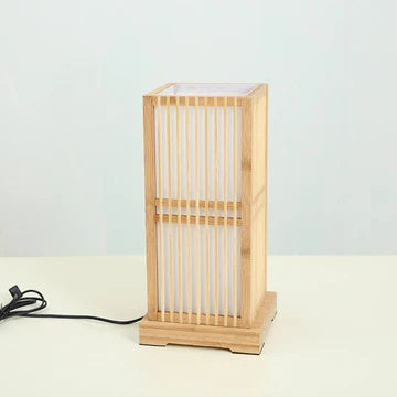 Tatami Japanische Nachttischlampe mit Holz-Bambusschirm | Karnz