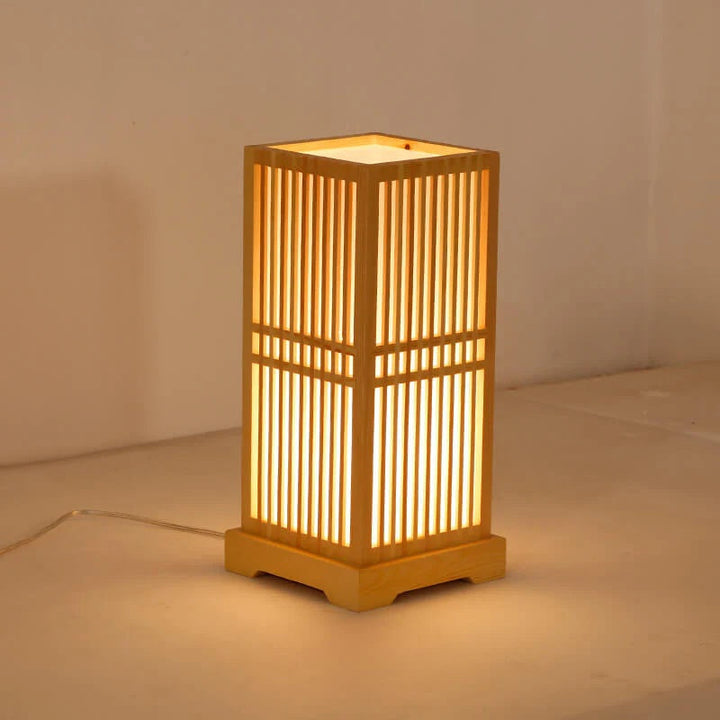 Tatami Japanische Nachttischlampe mit Holz-Bambusschirm | Karnz
