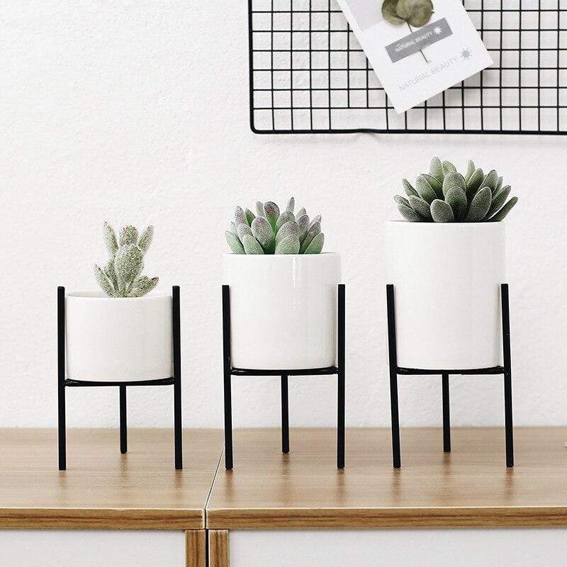 Pack von 3 mid-century floralen Blumentöpfen Karnz
