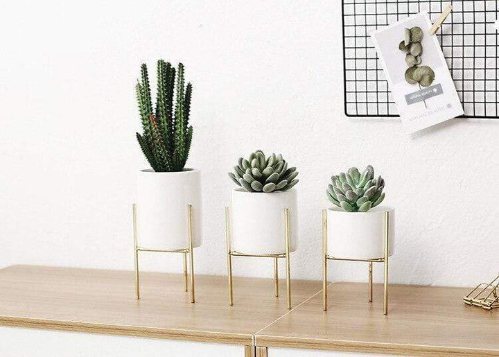 Pack von 3 mid-century floralen Blumentöpfen Karnz