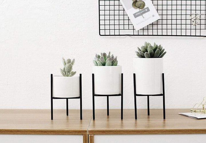 Pack von 3 mid-century floralen Blumentöpfen Karnz