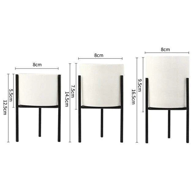 Pack von 3 mid-century floralen Blumentöpfen Karnz