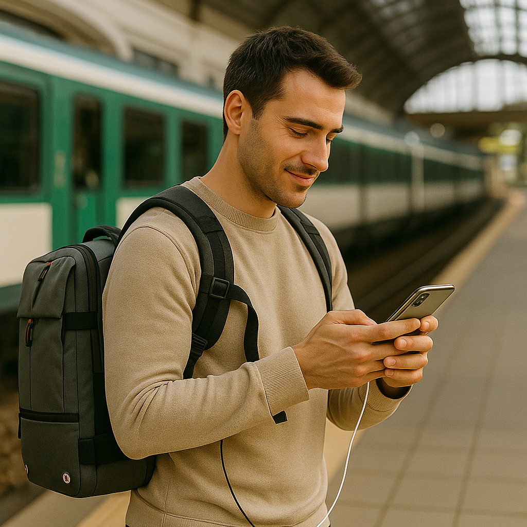 Packlite Slim – Wasserdichter Kompressionsrucksack mit USB-Anschluss für Handgepäck | Karnz