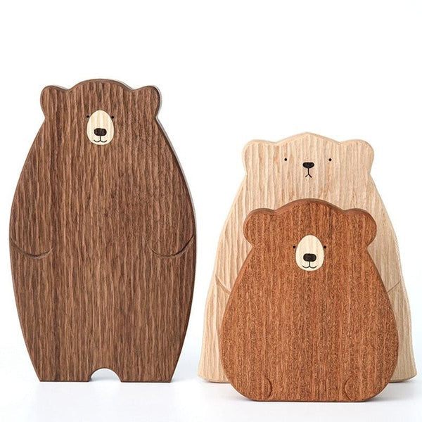 Papa Baby Mama Bär Holz Servierplatte Schneidebrett | Karnz