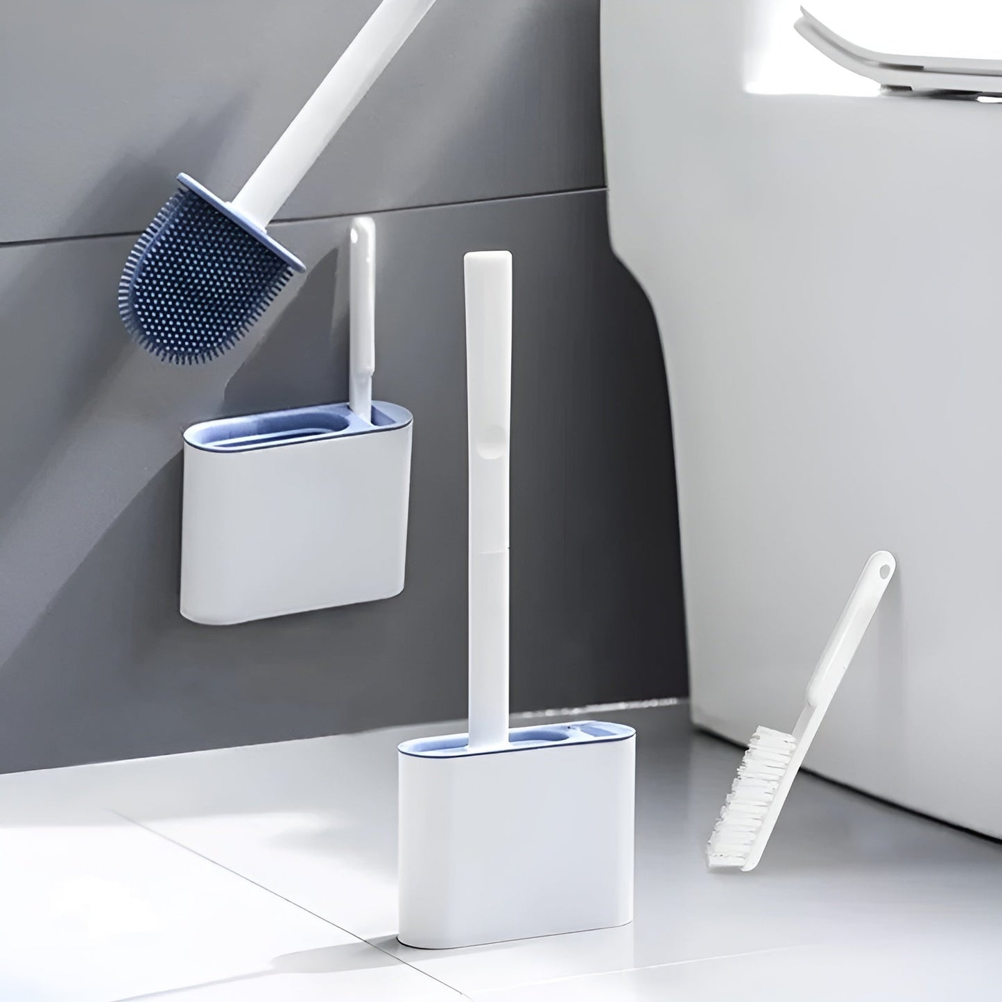 Silicon Toilettenbürste mit Wandhalterung – Hygienisch & Langlebig | Perfekt für Badezimmer & Gästetoilette | Karnz