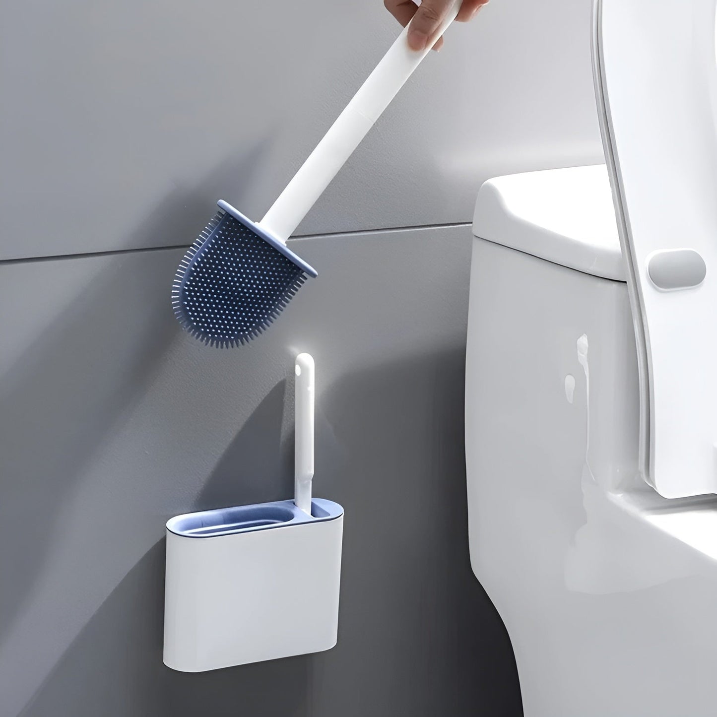 Silicon Toilettenbürste mit Wandhalterung – Hygienisch & Langlebig | Perfekt für Badezimmer & Gästetoilette | Karnz