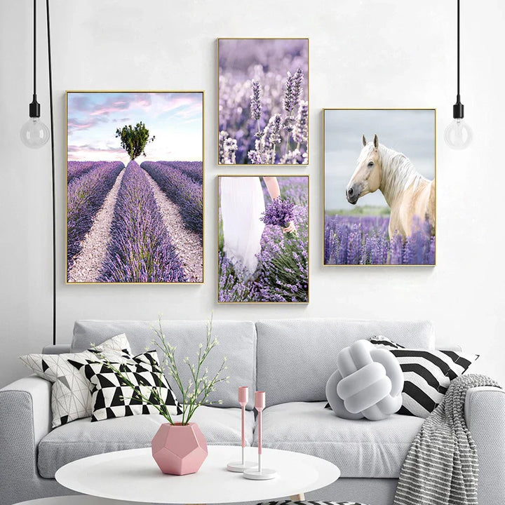 Provence Landschaft Purpur Lavendel Bilder von ruhiger Wandkunst Fine Art Leinwanddrucke Galerie Wandbilder für Wohnzimmer Kunst Dekor