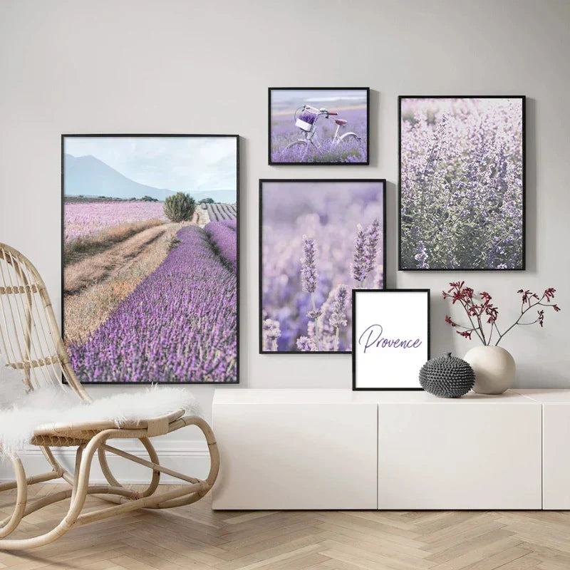 Provence Landschaft Purpur Lavendel Bilder von ruhiger Wandkunst Fine Art Leinwanddrucke Galerie Wandbilder für Wohnzimmer Kunst Dekor