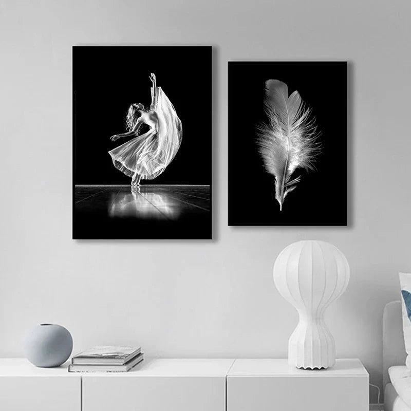 Rosa Engel Flügel Ballett Tänzer Wandkunst Fine Art Leinwanddrucke Schwarz Weiß Modebilder Für Wohnzimmer Schlafzimmer Salon Kunst Dekor | Karnz