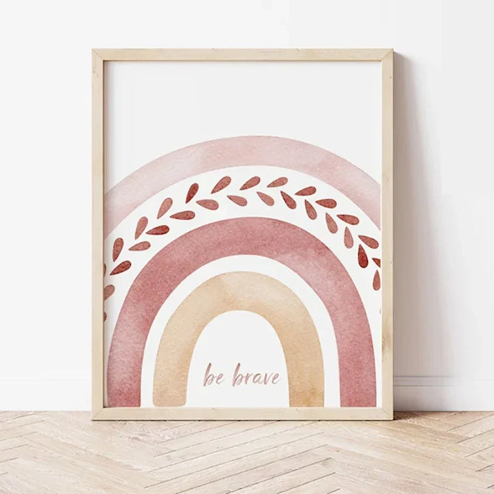 Set aus 3PCS Pink Boho Rainbow Sunshine Poster Kinderzimmer Wandkunst Feine Kunst Leinwanddrucke Bilder Für das Kinderzimmer Kinderzimmer Spielzimmer Dekor