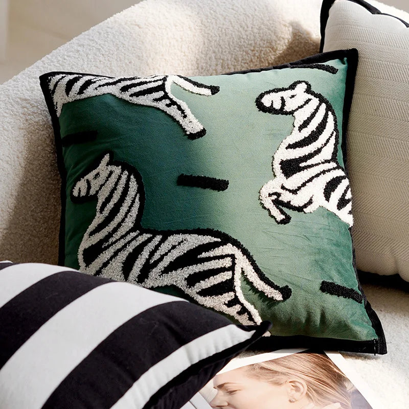 Plüsch bestickte nordische Kissenbezüge modernes einfach gewebtes süßes Tierdesign Wurfkissenbezug für 45x45cm Sofa-Kissen