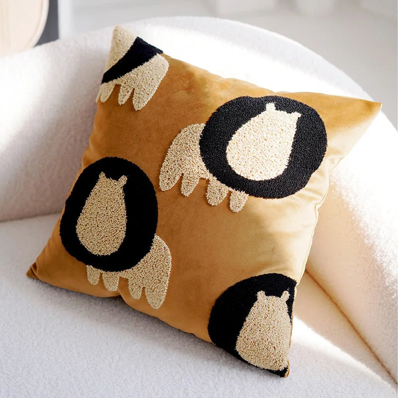 Plüsch bestickte nordische Kissenbezüge modernes einfach gewebtes süßes Tierdesign Wurfkissenbezug für 45x45cm Sofa-Kissen