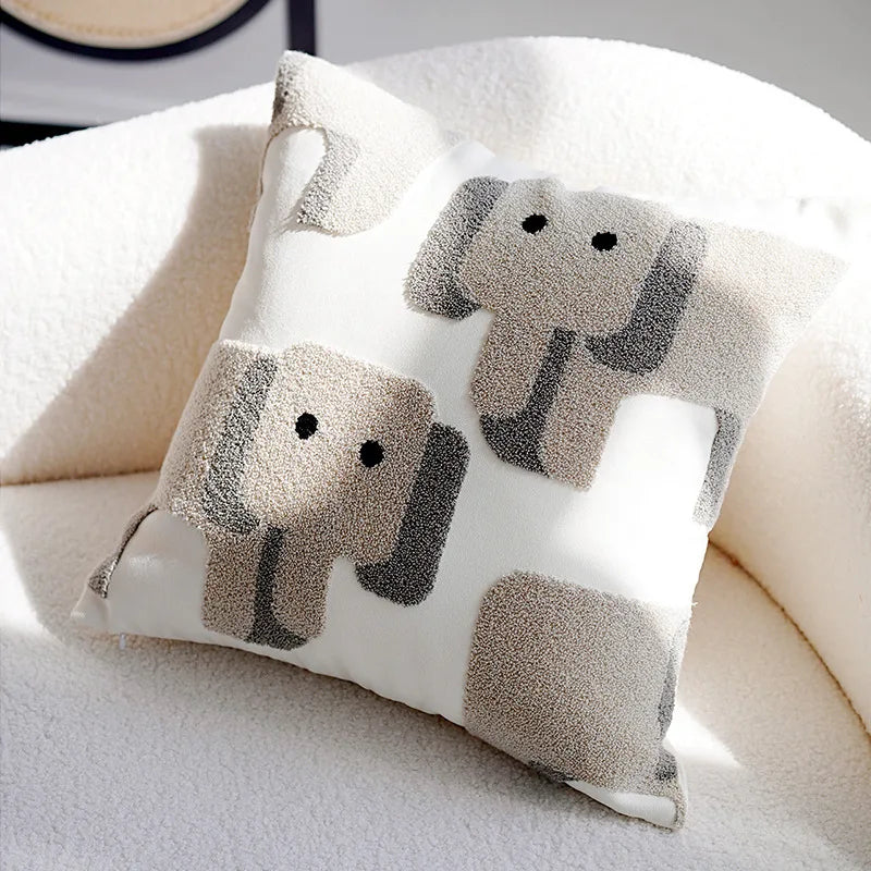 Plüsch bestickte nordische Kissenbezüge modernes einfach gewebtes süßes Tierdesign Wurfkissenbezug für 45x45cm Sofa-Kissen