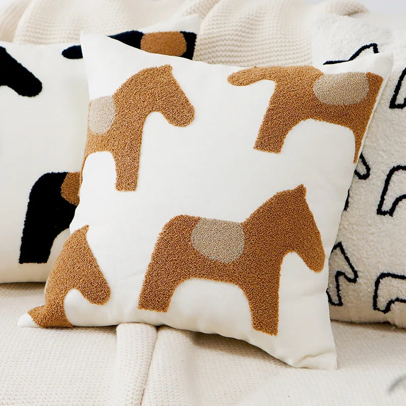 Plüsch bestickte nordische Kissenbezüge modernes einfach gewebtes süßes Tierdesign Wurfkissenbezug für 45x45cm Sofa-Kissen