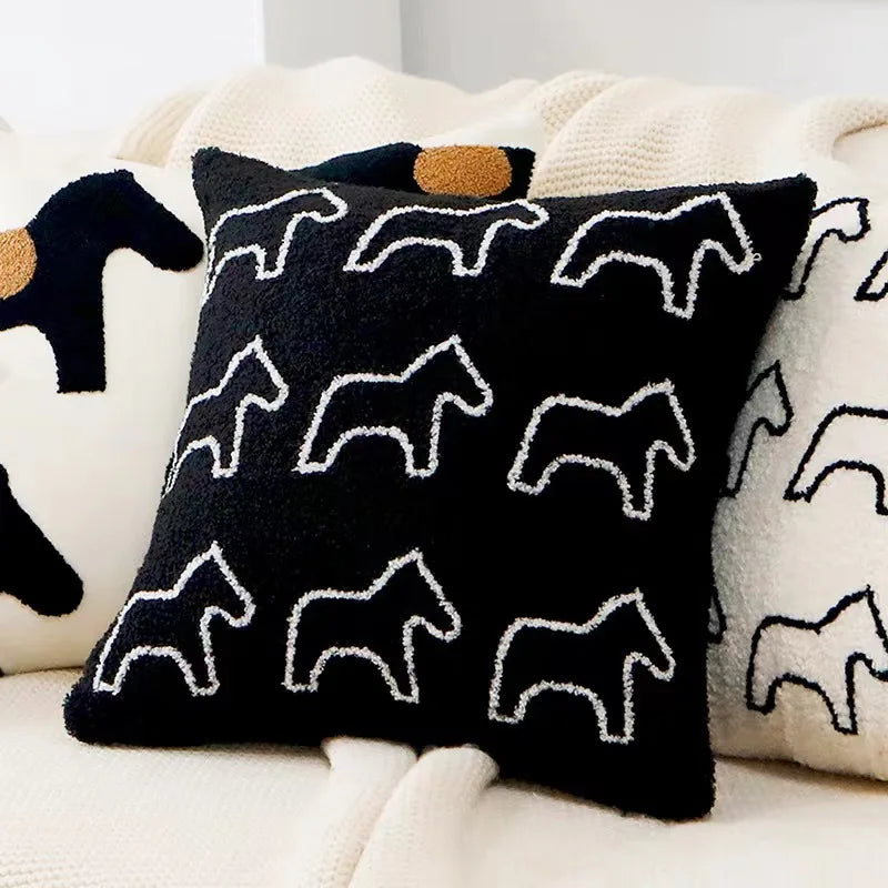 Plüsch bestickte nordische Kissenbezüge modernes einfach gewebtes süßes Tierdesign Wurfkissenbezug für 45x45cm Sofa-Kissen