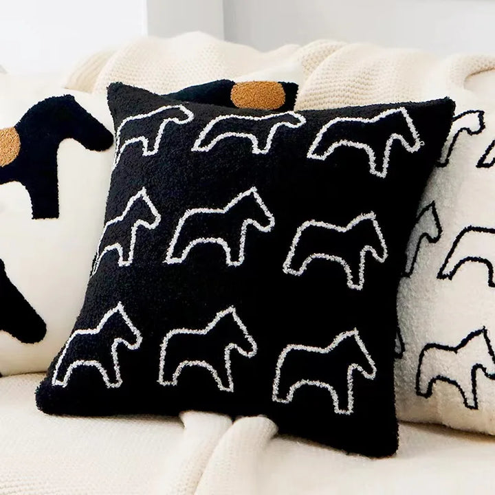 Plüsch bestickte nordische Kissenbezüge modernes einfach gewebtes süßes Tierdesign Wurfkissenbezug für 45x45cm Sofa-Kissen