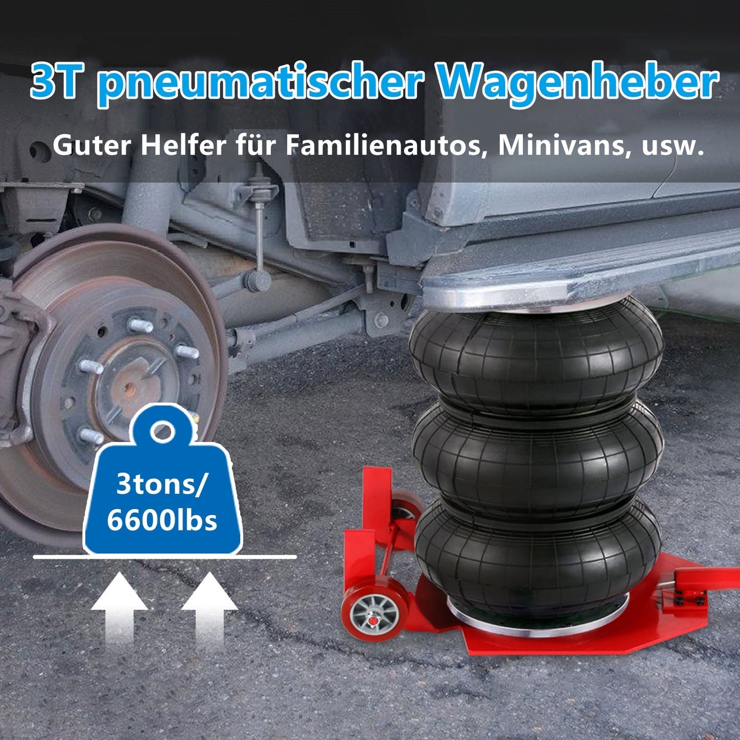 3T Pneumatischer Dreifachbeutel-Airjack | Karnz