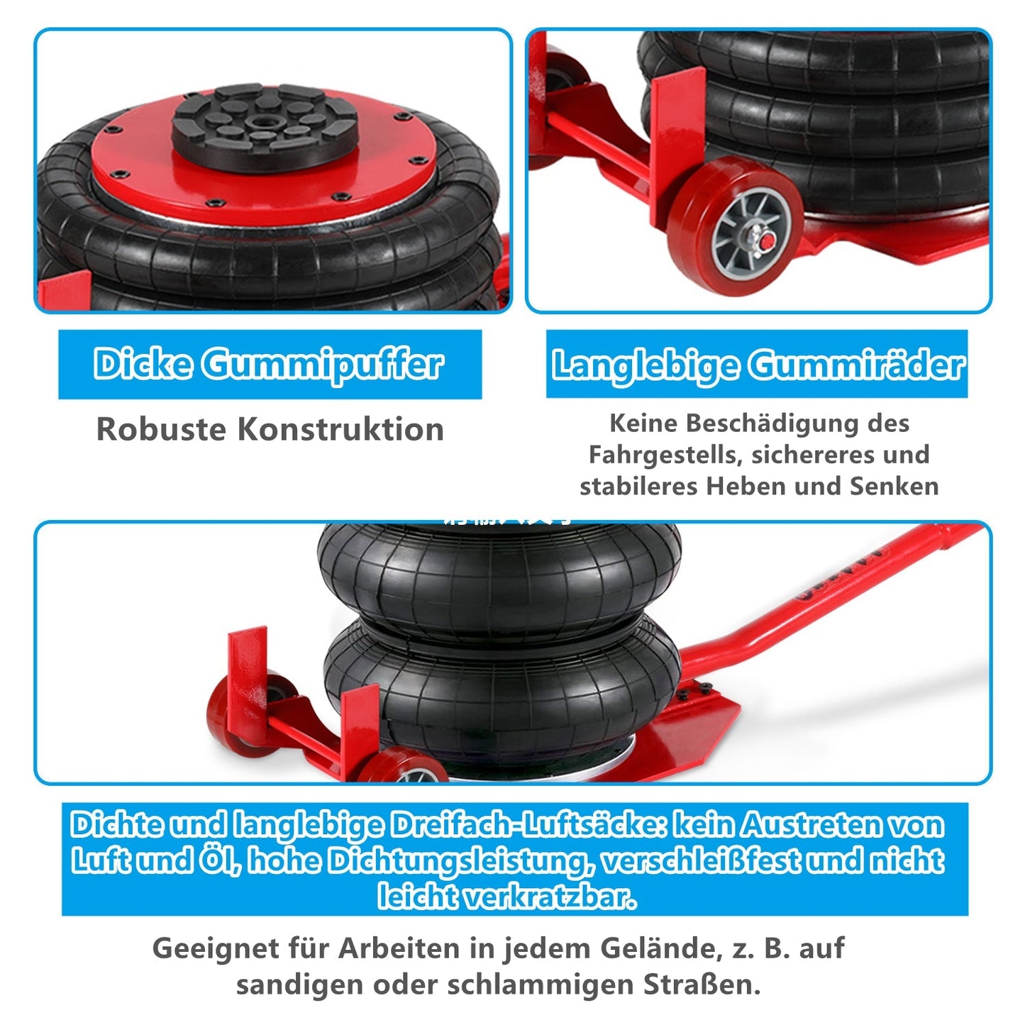 3T Pneumatischer Dreifachbeutel-Airjack | Karnz