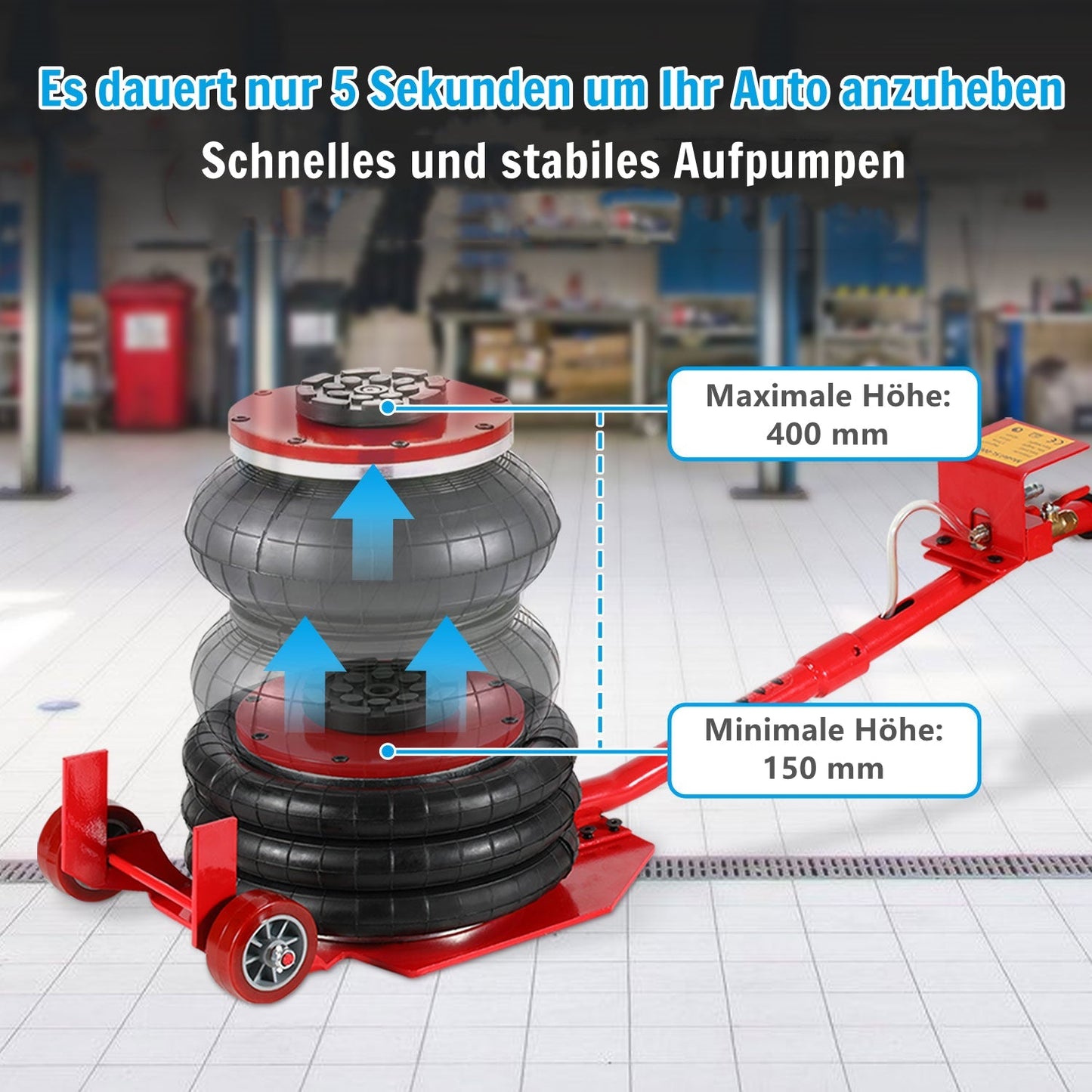 3T Pneumatischer Dreifachbeutel-Airjack | Karnz