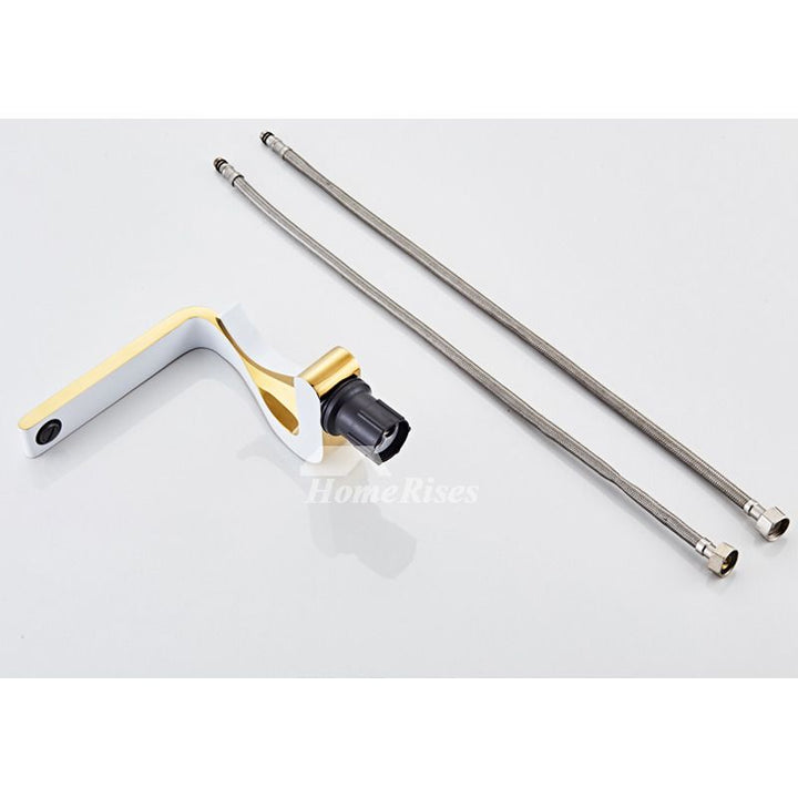 Polierte Gold Badezimmerarmaturen Einhebel Luxus Messing Weiß Modern Ein Loch