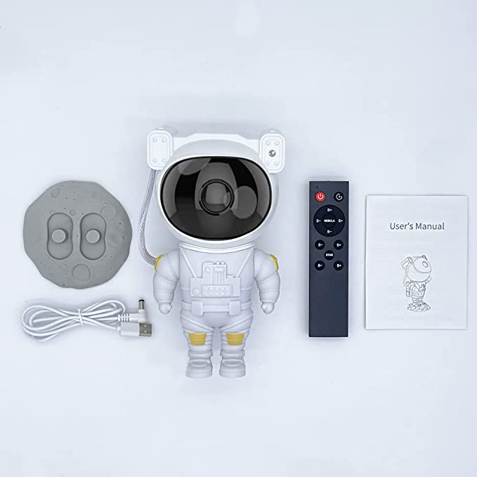 Sternenhimmel-LED-Projektor – Astronautenlampe mit 360° drehbarem Kopf und Fernbedienung für Schlaf- und Wohnzimmer