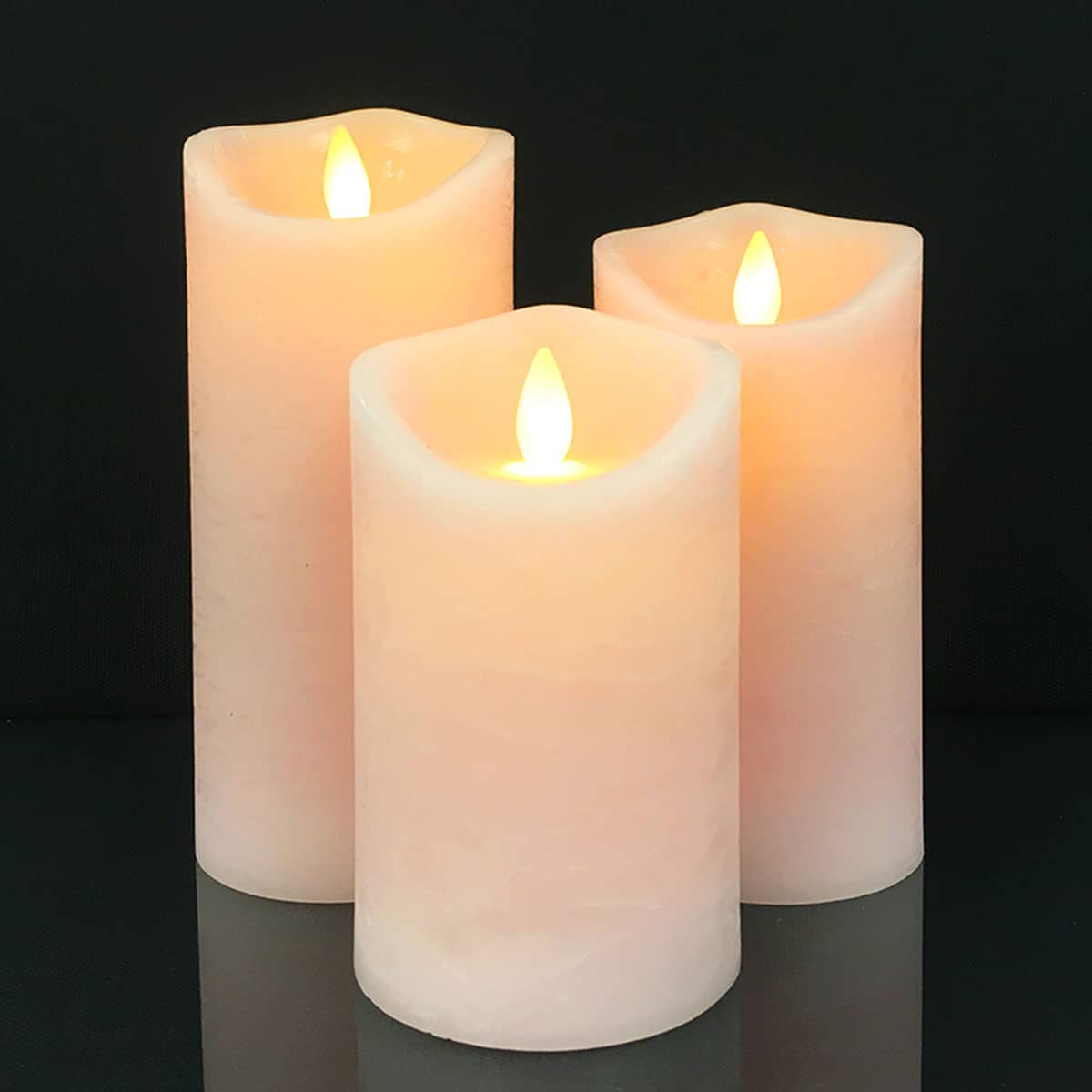 LED-Kerze - rustikal - 3 Stück - 10/12,5/15 cm - mit 3D-Flamme - (verschiedene Farben) | Karnz