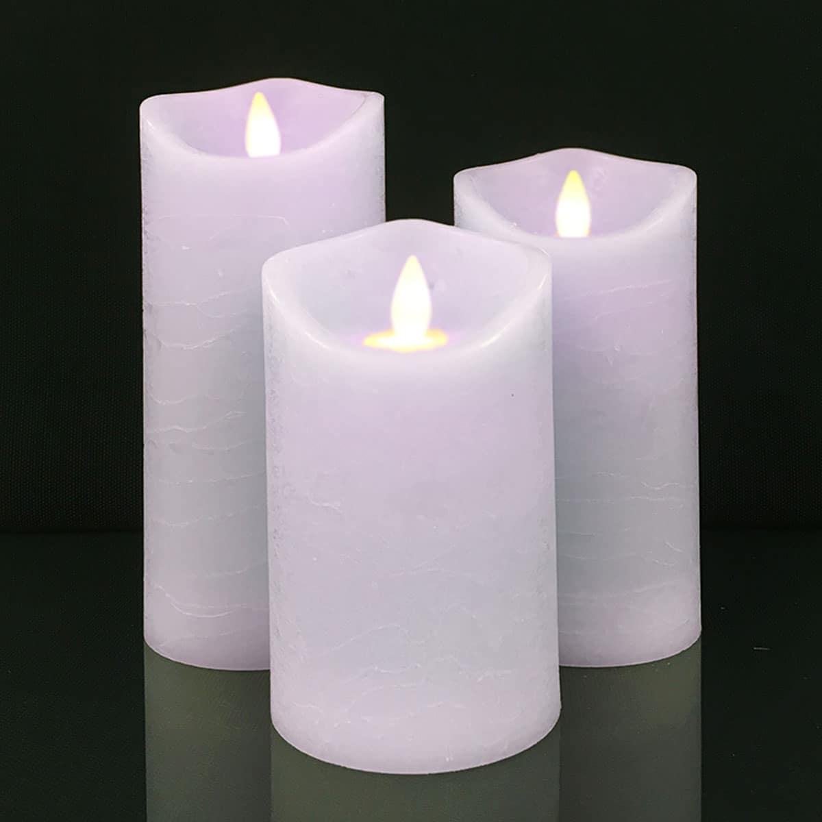 LED-Kerze - rustikal - 3 Stück - 10/12,5/15 cm - mit 3D-Flamme - (verschiedene Farben) | Karnz