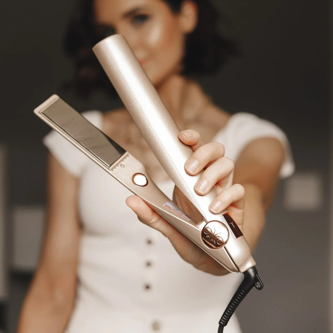 Karnz | 2 in 1 Glätteisen mit Keramiktellern und Temperaturkontrolle – Das beste Haarglätteisen für Wellen, Locken, Brötchen