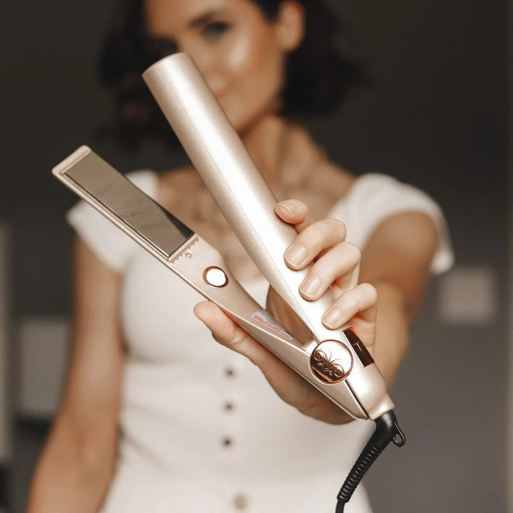 Karnz | 2 in 1 Glätteisen mit Keramiktellern und Temperaturkontrolle – Das beste Haarglätteisen für Wellen, Locken, Brötchen