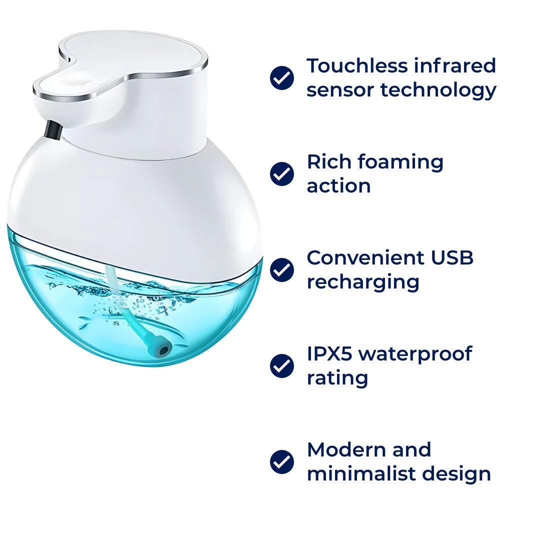 PureFoam | Touchless Schaumseifenspender – Infrarotsensor – IPX5 wasserdicht – USB wiederaufladbar Hygiene Karnz