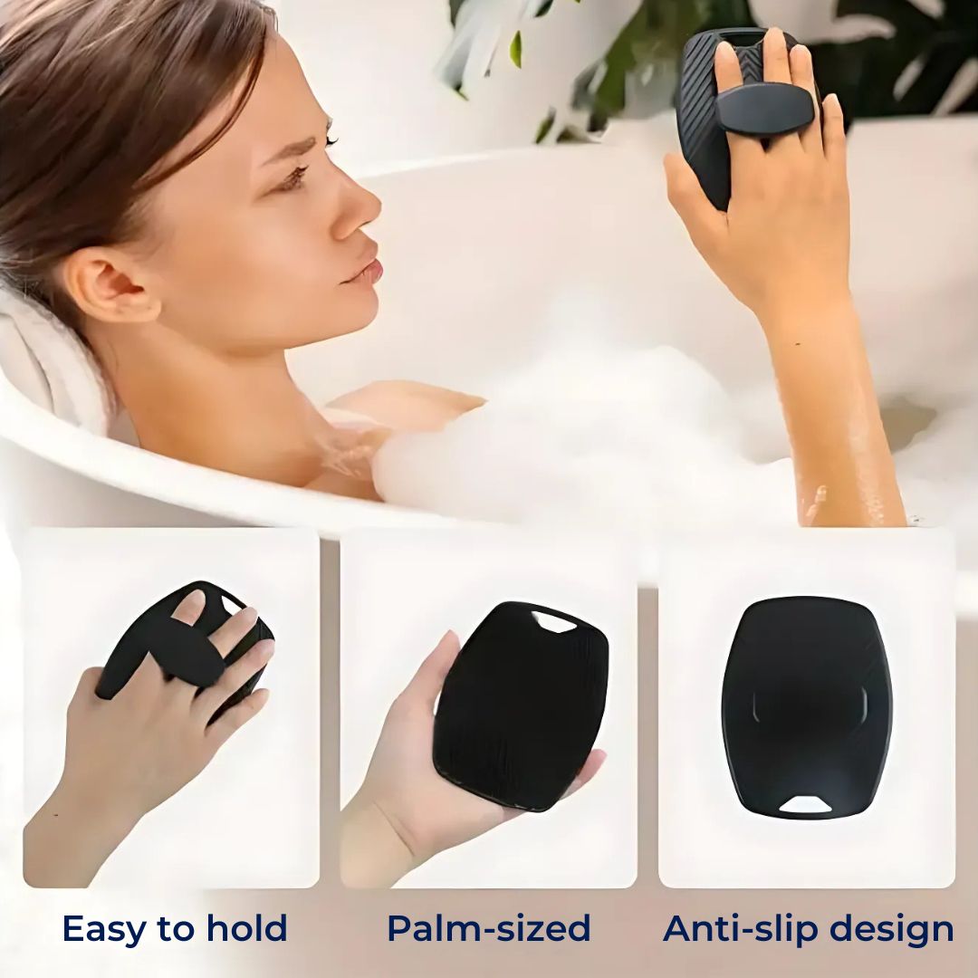 PureGlide | Silikon-Bad-Handschuh – Antimikrobielle Peeling – Hygienisches schnell-trocknendes Design – Verwendung in der Dusche für empfindliche Haut Karnz