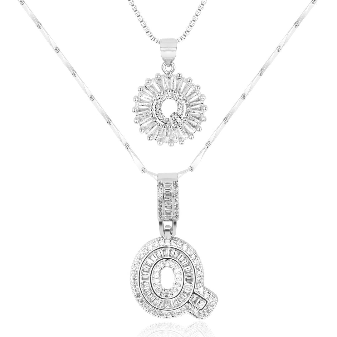 Karnz | 2pc 14k Diamant Buchstaben Initialen Halsketten