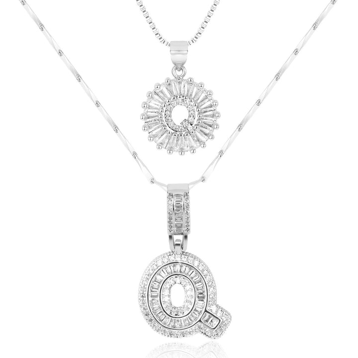 Karnz | 2pc 14k Diamant Buchstaben Initialen Halsketten
