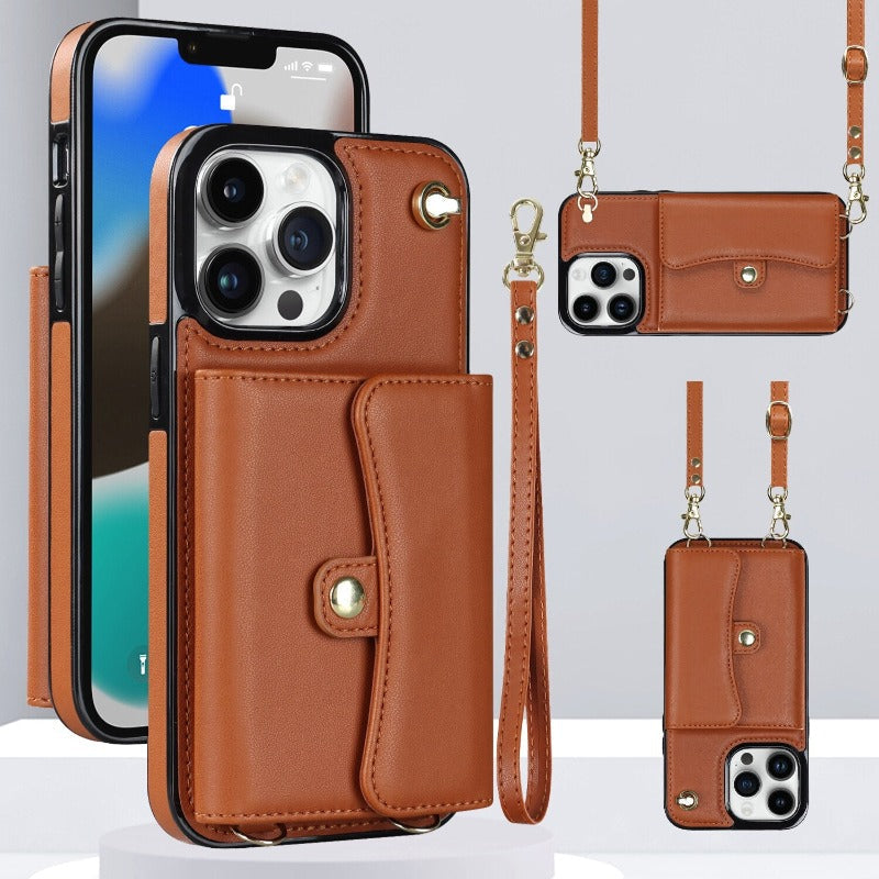 Leder Schultertasche mit Tragetasche und Lanyard für das iPhone