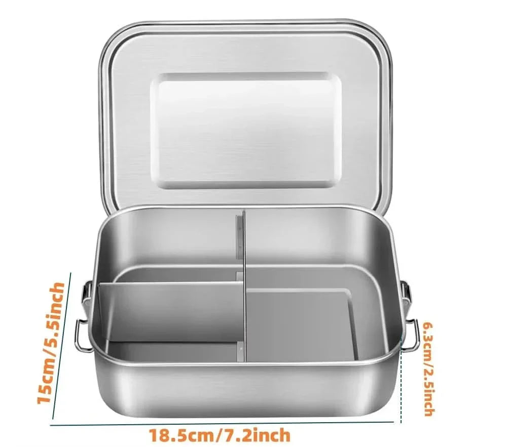 RVS Bento-Lunchbox 800 ml – Auslaufsicher, Fächer, Spülmaschinenfest