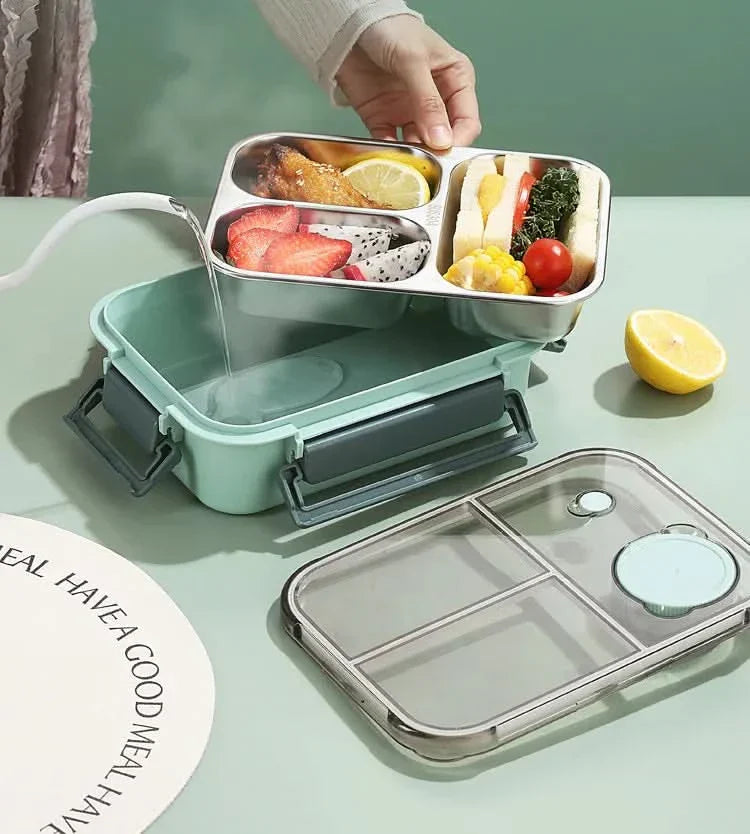 Auslaufsichere Edelstahl-Lunchbox mit Besteck (850 ml) – Für Arbeit, Schule und unterwegs