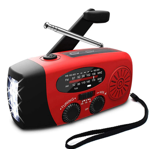 Notfall-Radio, handkurbelbetriebene Solar-Taschenlampe mit Wetterwarnung und Powerbank