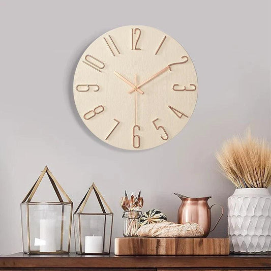 Karnz | Rahmenlose Wanduhr aus Holz – Nordische Minimalistische Stille Uhr für Modernes Wohndekor