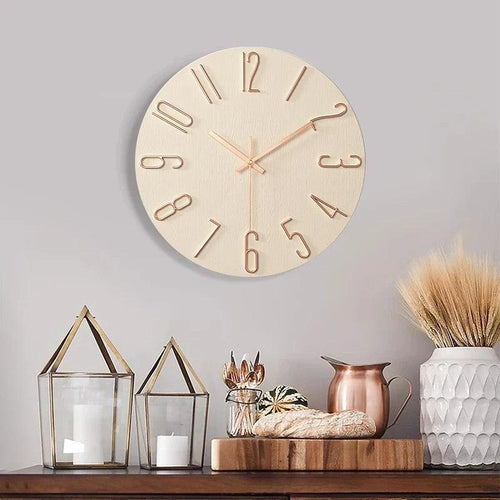 Karnz | Rahmenlose Wanduhr aus Holz – Nordische Minimalistische Stille Uhr für Modernes Wohndekor