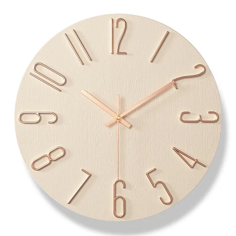 Karnz | Rahmenlose Wanduhr aus Holz – Nordische Minimalistische Stille Uhr für Modernes Wohndekor