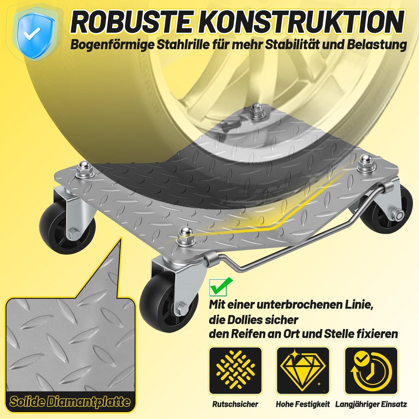 Rangierhilfe PKW Rangierroller Auto 2/4 Stück | Karnz