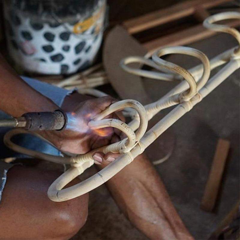 Rattan Wandhänger mit 5 Haken für Mäntel, Taschen und Handtücher | Karnz